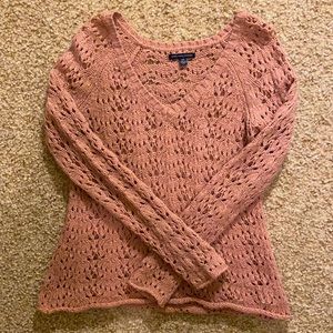 AEO Dusty Pink V Neck Sweater